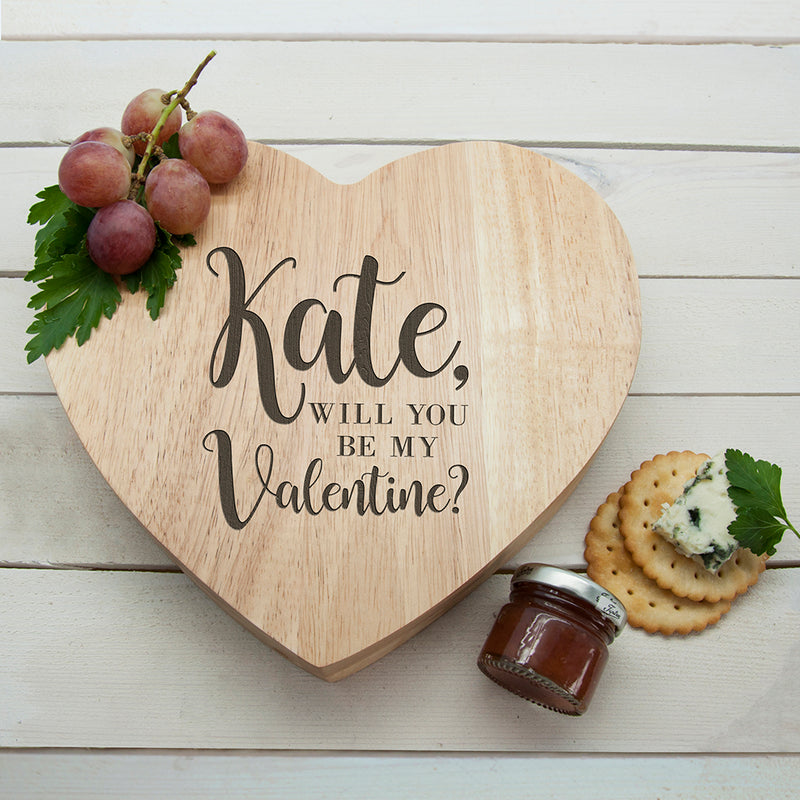 Personalised Engraved Will You Be My Valentine Heart Cheese Board