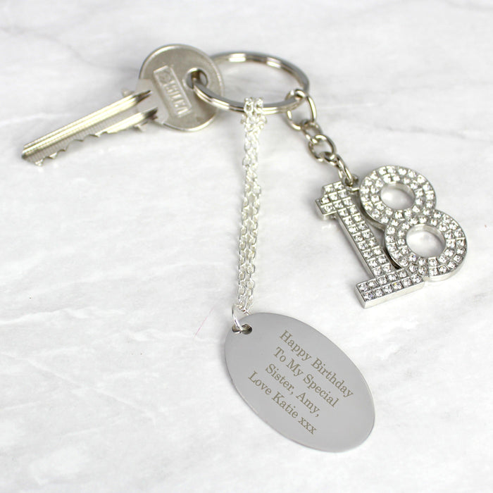 Personalised Diamante 18th Birthday Keyring