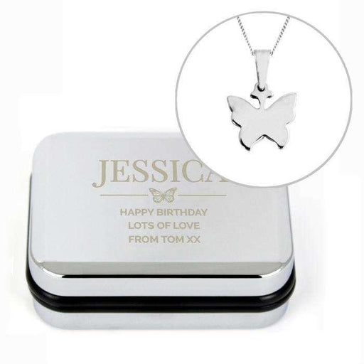 Personalised Box and Butterfly Necklace - Myhappymoments.co.uk