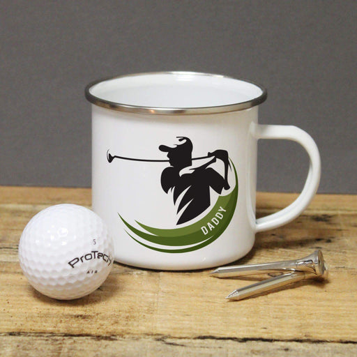 Personalised Golf Player Enamel Mug