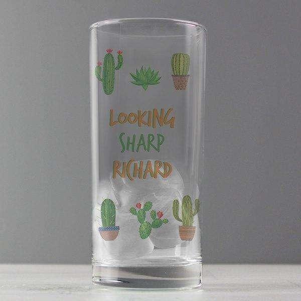 Personalised Cactus Hi Ball Glass - Myhappymoments.co.uk