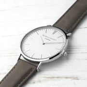 Mr Beaumont Men's Personalised Leather Watch In Ash