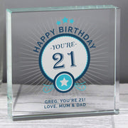 Personalised Birthday Age Crystal Glass Block
