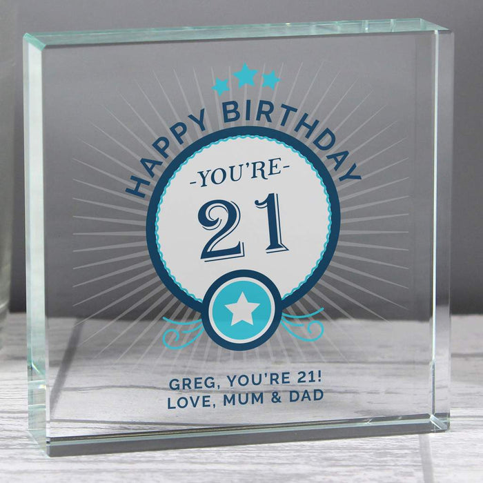 Personalised Birthday Age Large Crystal Token - 21st Birthday Gift