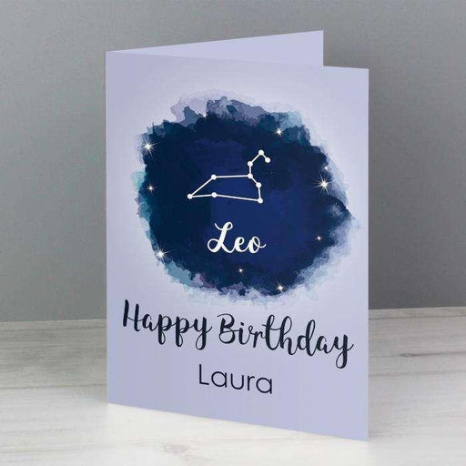 Personalised Leo Zodiac Star Sign Birthday Card (July 23rd - August 22nd) - Myhappymoments.co.uk
