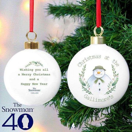 Personalised The Snowman Winter Garden Christmas Bauble - Myhappymoments.co.uk