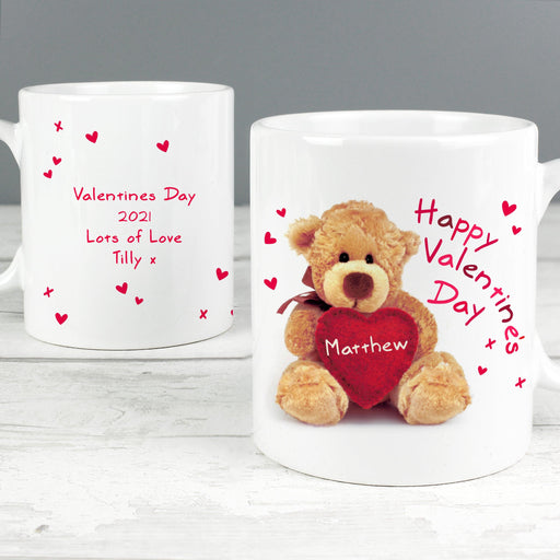 Personalised Teddy Bear Heart Valentines Mug