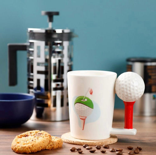 Novelty Golf Ball and Tee Shaped Handle Mug