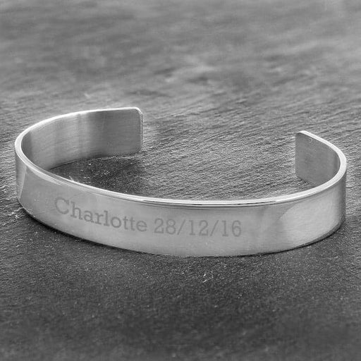 Personalised Stainless Steel Bangle - Myhappymoments.co.uk