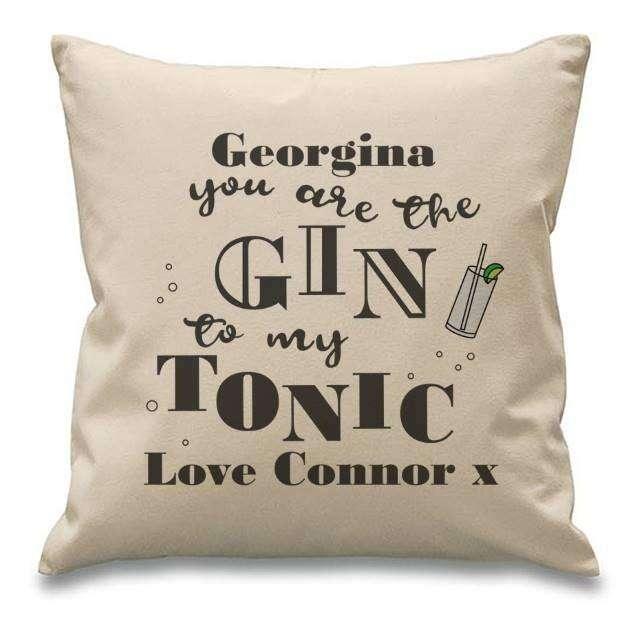 Personalised Gin To My Tonic Cushion - Myhappymoments.co.uk