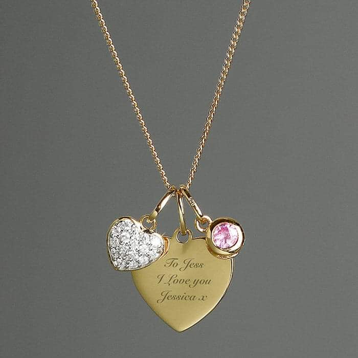 Personalised Sterling Silver & 9ct Gold Heart Necklace - Myhappymoments.co.uk