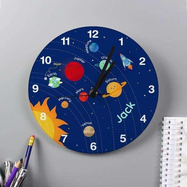 Personalised Kids Solar System Clock - Myhappymoments.co.uk