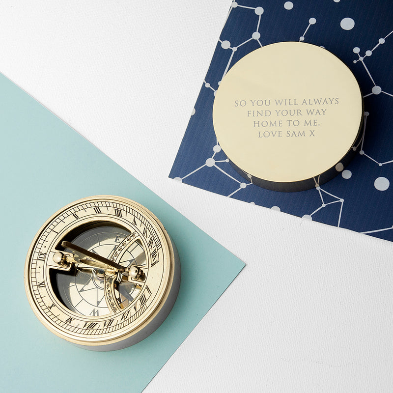 Personalised Adventurer's Brass Sundial and Compass