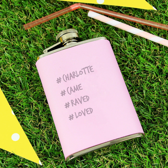 Personalised Hashtag Pink Hip Flask