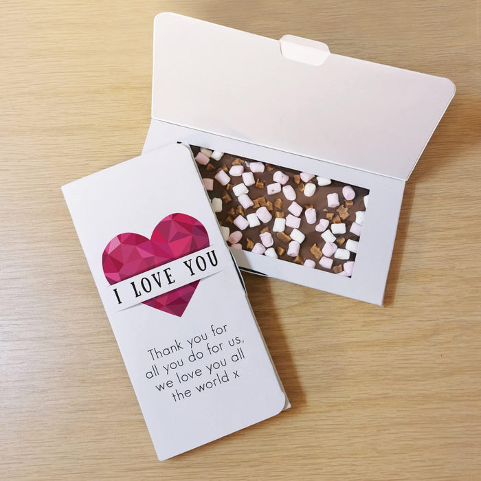 Personalised I Love You Heart Milk Chocolate Card