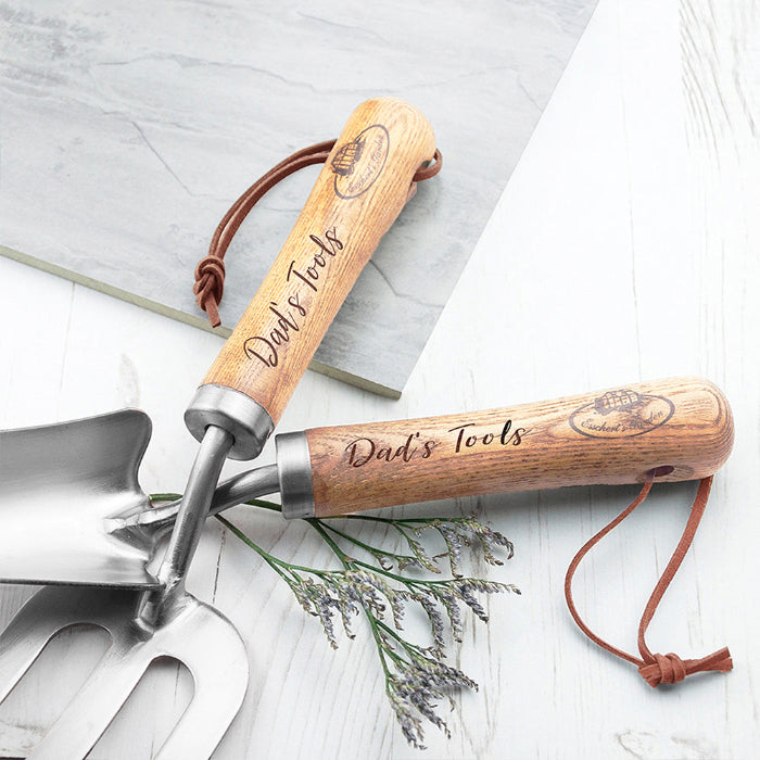 Personalised Engraved Luxe Silver Trowel and Fork Set