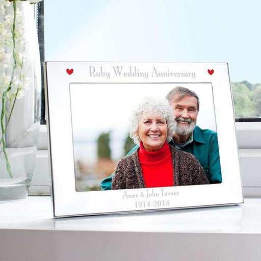 Personalised Ruby 40th Wedding Anniversary Photo Frame 7x5 Landscape - Myhappymoments.co.uk