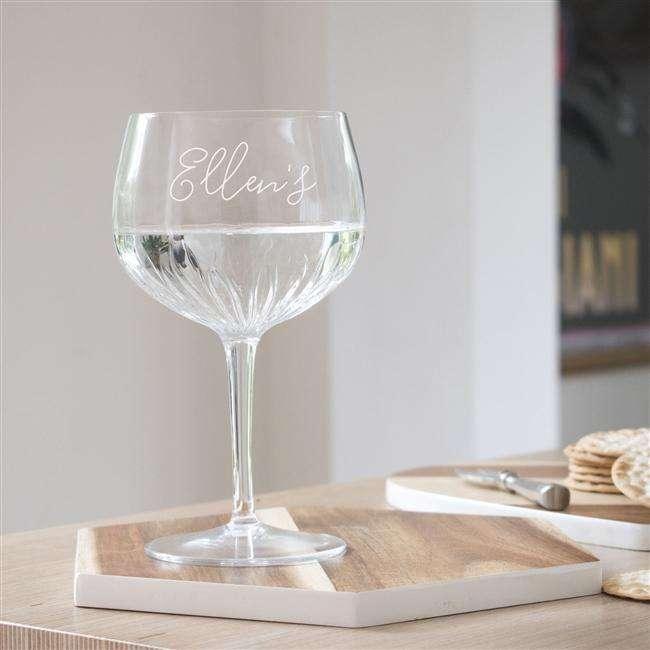 Personalised Crystal Cut Gin Copa De Balon Glass - Myhappymoments.co.uk