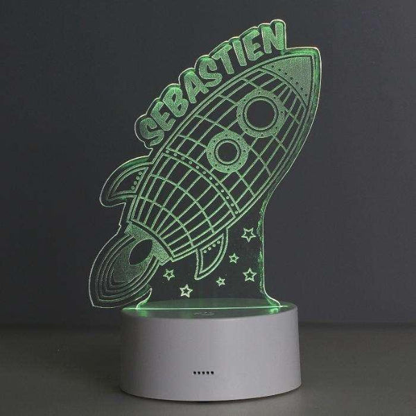Personalised Rocket LED Colour Changing Night Light