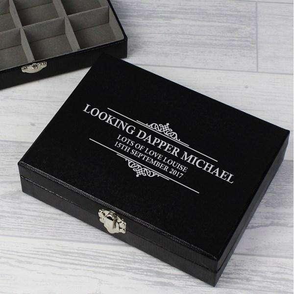 Personalised Large Cufflink Compartment Box - Myhappymoments.co.uk