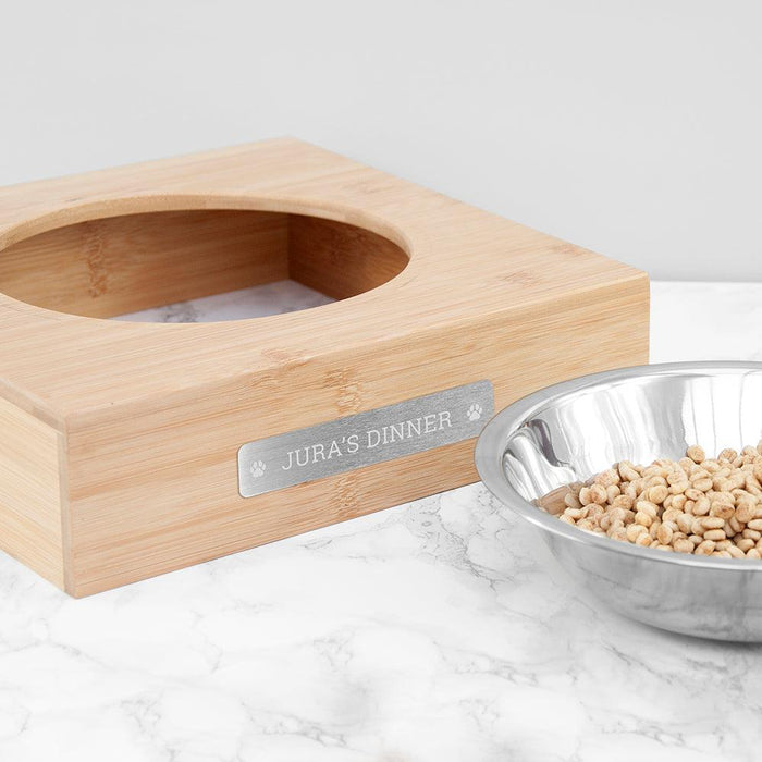 Personalised Large Bamboo Single Paw Print Bowl