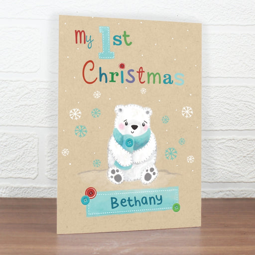 Personalised My 1st Christmas Card - Polar Bear Design - Myhappymoments.co.uk