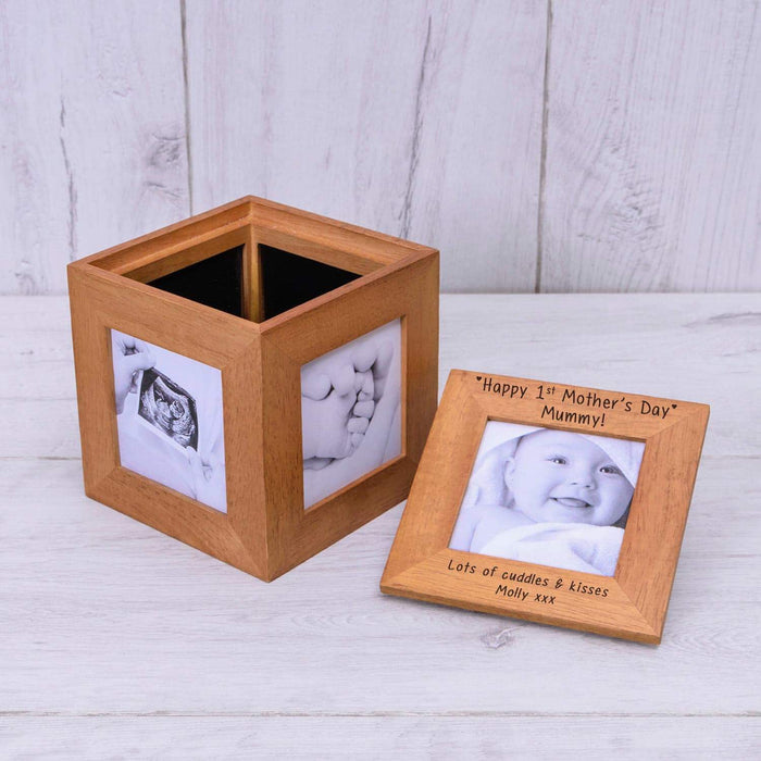Personalised Happy 1st Mothers Day Mummy Photo Frame Box Cube - Myhappymoments.co.uk