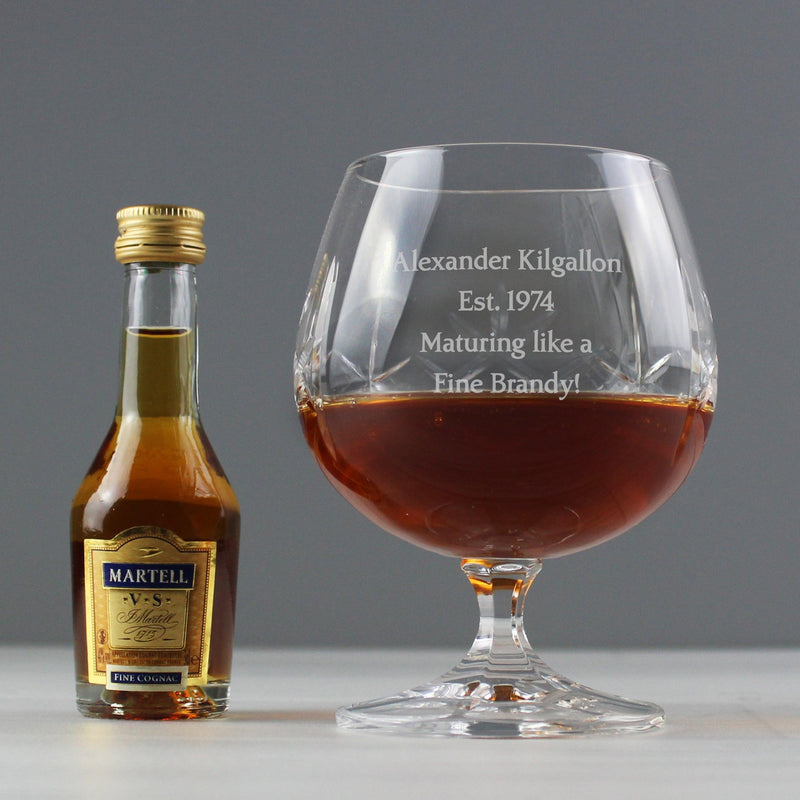 Personalised Cut Crystal Glass & Brandy Gift Set