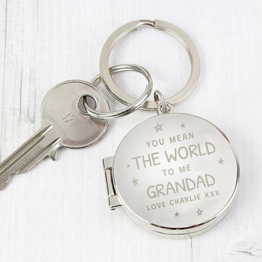 Personalised You Mean The World To Me Photo Locket Keyring 
