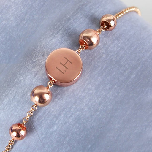 Personalised Rose Gold Plated Initials Disk Bracelet - Myhappymoments.co.uk