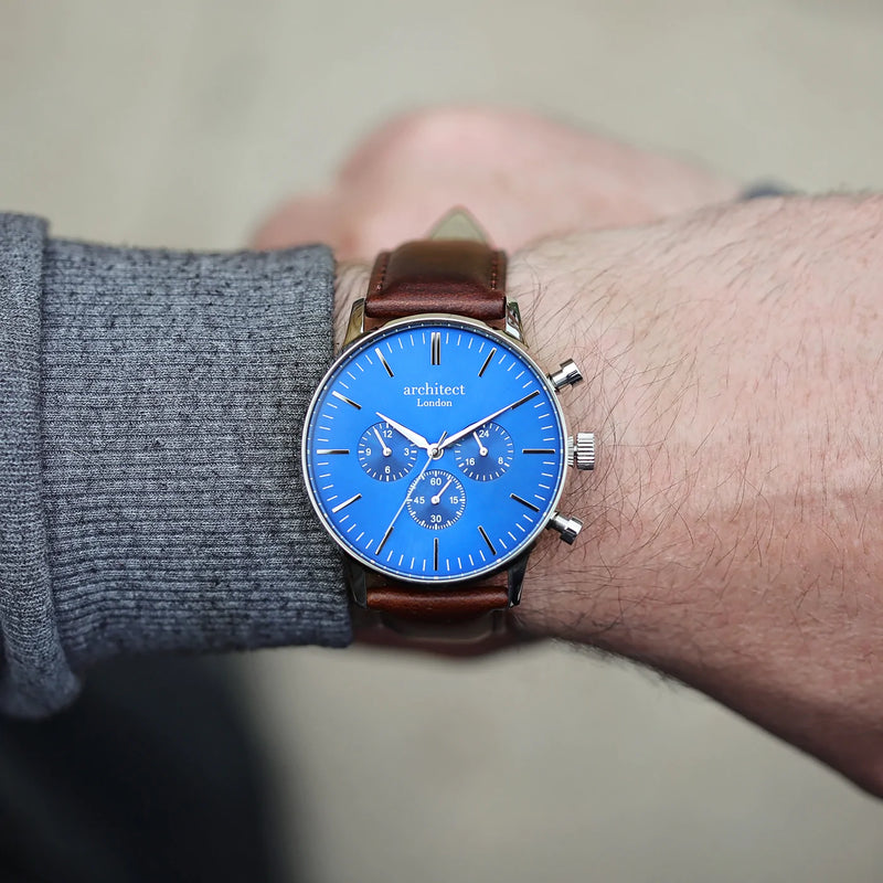 Personalised Men's Architect Motivator Watch With Walnut Strap