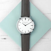 Mr Beaumont Men's Personalised Leather Watch In Ash