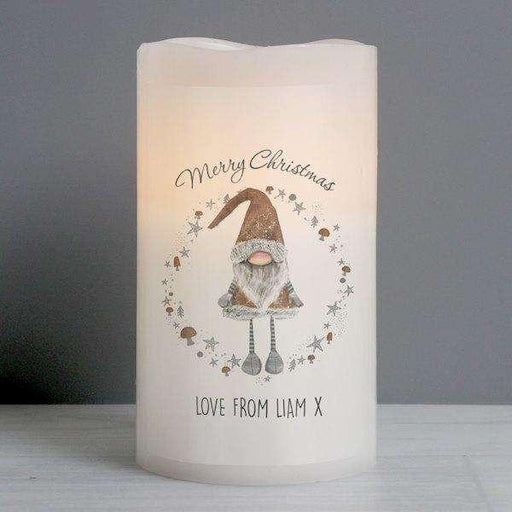 Personalised Scandinavian Christmas Gnome LED Candle - Myhappymoments.co.uk