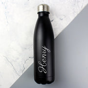 Personalised Black Stainless Steel Insulated Drinks Bottle With Name