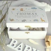Personalised Safari Animals New Baby Memory Wooden Keepsake Box