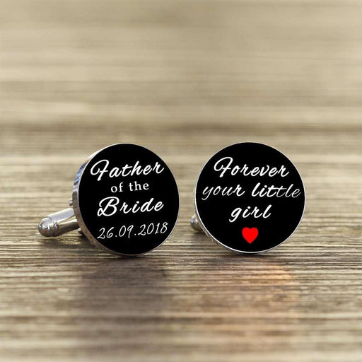 Personalised Forever Your Little Girl Engraved Cufflinks - Father Of The Bride - Myhappymoments.co.uk