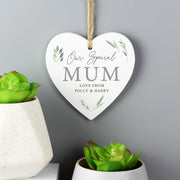Personalised Botanical Wooden Heart Decoration