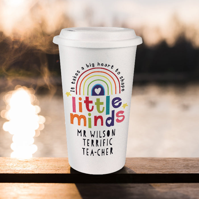 Personalised Shape Little Minds Teacher Travel Mug