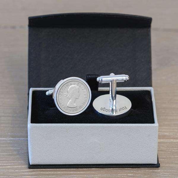 Personalised Silverplated Sixpence Cufflinks - Myhappymoments.co.uk