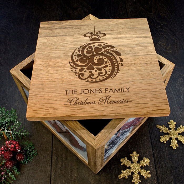 Personalised Family Christmas Memory Box - Bauble Design