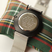 Personalised Men's Architect Minimalist Watch With Steel Silver Mesh Strap