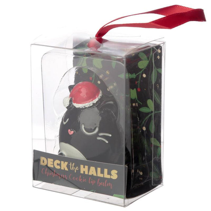Feline Festive Christmas Cookie Cat Lip Balm Hanging Christmas Decoration Gift Box with Ribbon