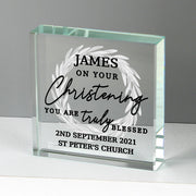 Personalised Truly Blessed Christening Glass Gift Plaque