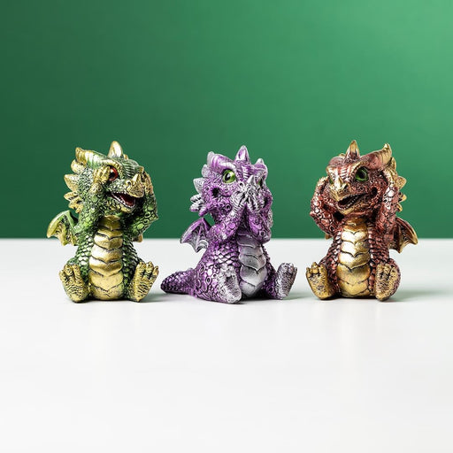 Elements Dragon Figurine Set of 3 - Hear No Speak No See No Evil