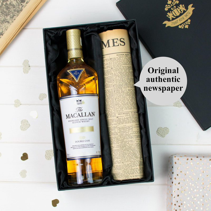Macallan Double Cask Gold Whisky and Original Newspaper Gift Set