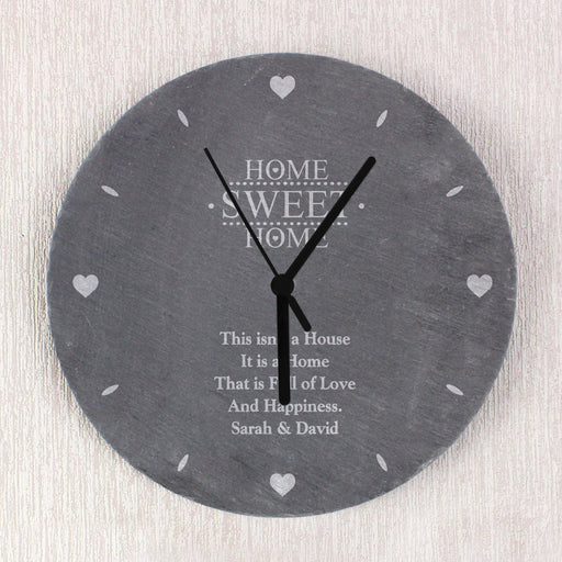 Personalised Home Sweet Home Slate Clock - Myhappymoments.co.uk
