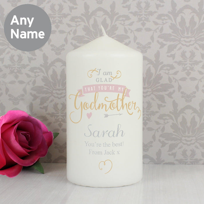 Personalised I Am Glad That You’re My Godmother Candle