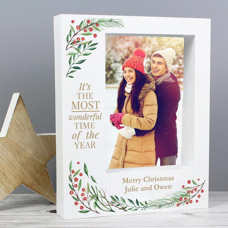 Personalised Wonderful Time of The Year Christmas Box Photo Frame 7x5