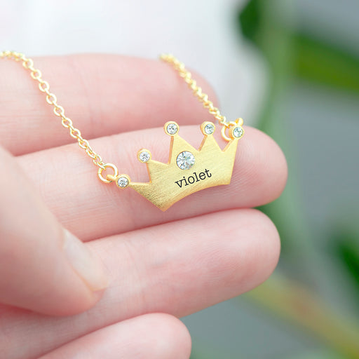 Princess Crown Gold Queen Crown Pendant Dainty 14k Solid Gold