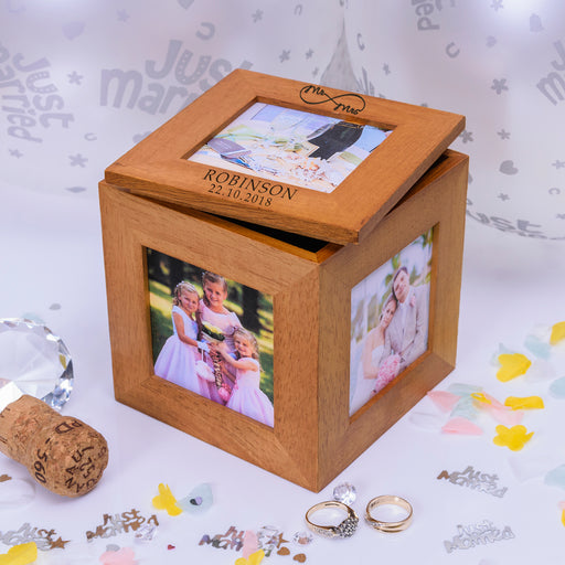 Personalised Mr & Mrs Infinity Photo Frame Keepsake Box